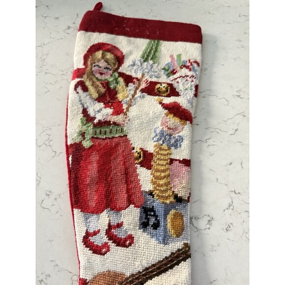 Vintage Needlepoint Christmas Stocking Handmade Toys Sock Shape GORGEOUS! - Picture 2 of 8